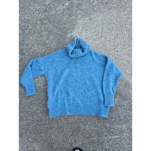 Gray/Blue Oversized Chunky Knit Turtleneck Sweater M